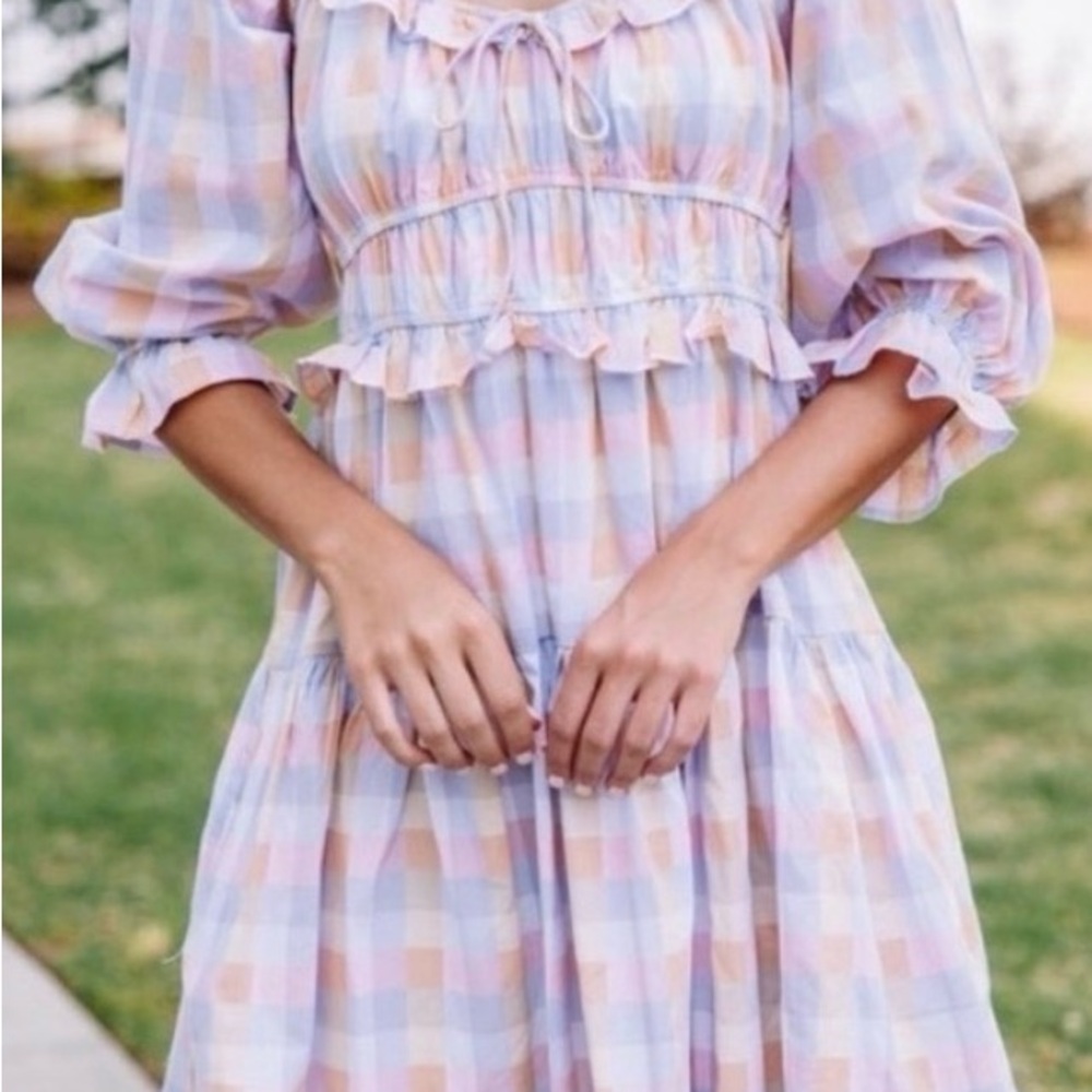 Entro Pastel Plaid Mini Dress